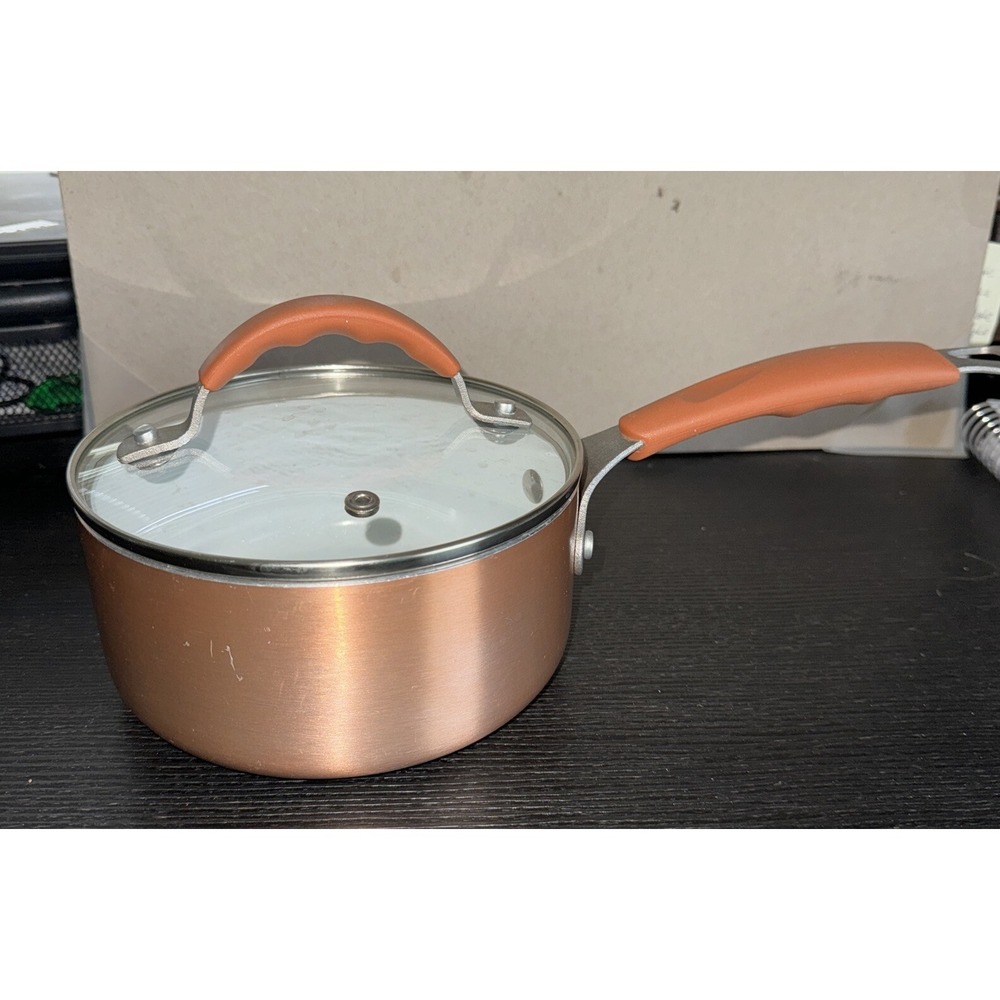 Philippe Richard Copper White Enamel Coated Cooking Pot w/Lid 6-1/2" Diameter